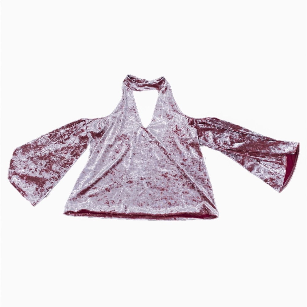 American Eagle Velvet Cold Shoulder Top. Pink S